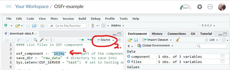 RStudio Cloud source screenshot